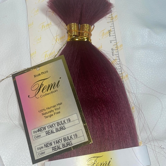 NWT 19" Premium Bulk 100% Human Hair - Color Burgundy - Picture 3 of 6